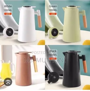1L Thermometer Vacuum Flask With a Push Button Pour Option