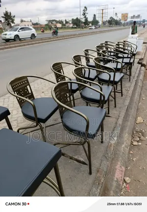Restaurant Powder Coated Chairs, Black Leather 