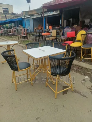 Restaurant Set, Unique Design Powder Coated Gold.
