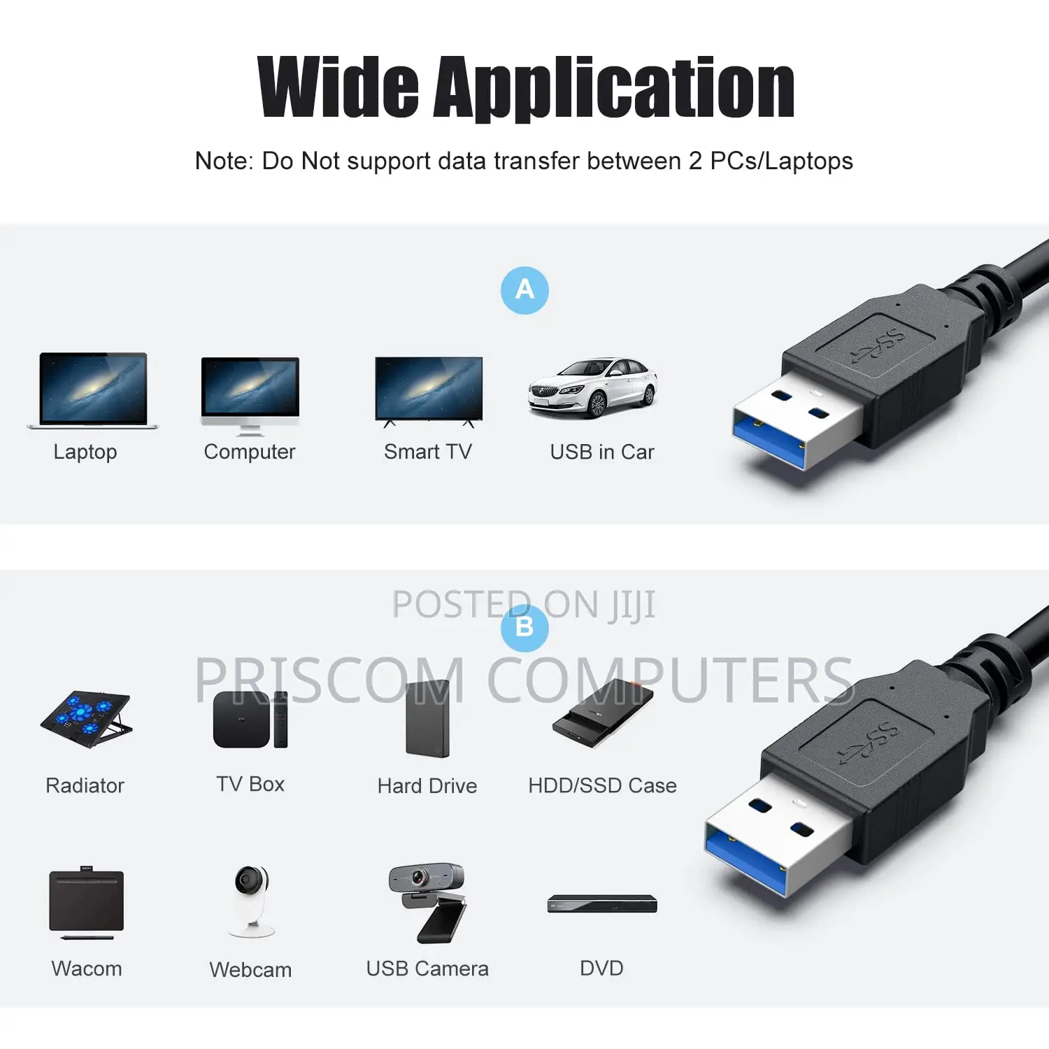 USB Cable Data Transfer Hard Drive Enclosure, Printer, Modem