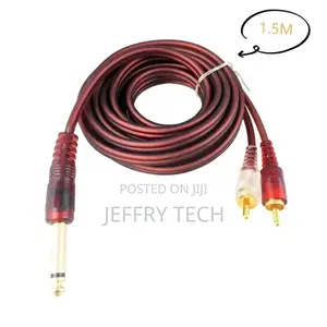 1.5M 5FT 1/4" 6.35mm TRS Male Plug To Dual RCA Stereo Audio