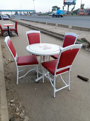 Powder Coated Restaurant Set, White and Red