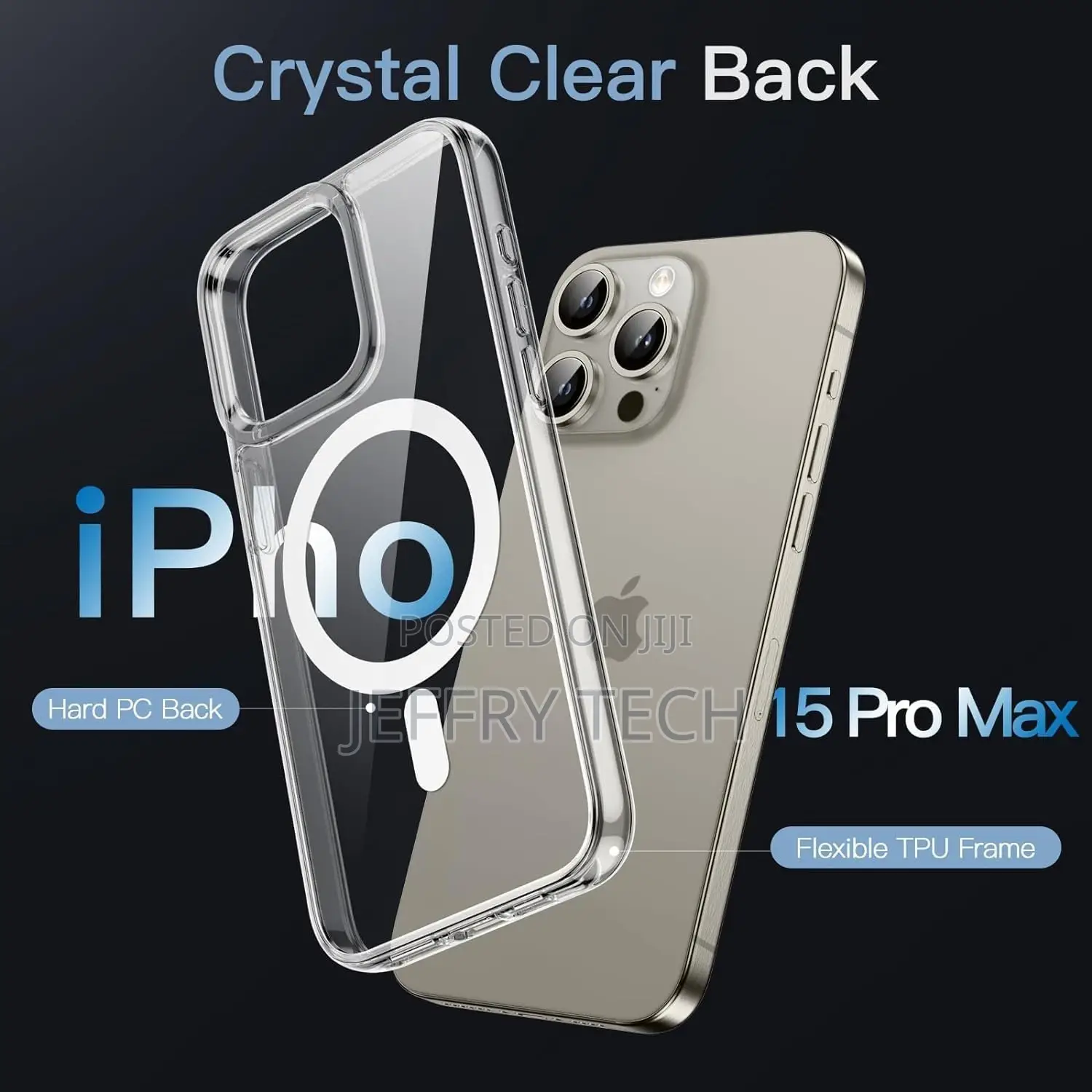 Crystal Clear Case for iPhone 15 Pro Max Full Protection Com