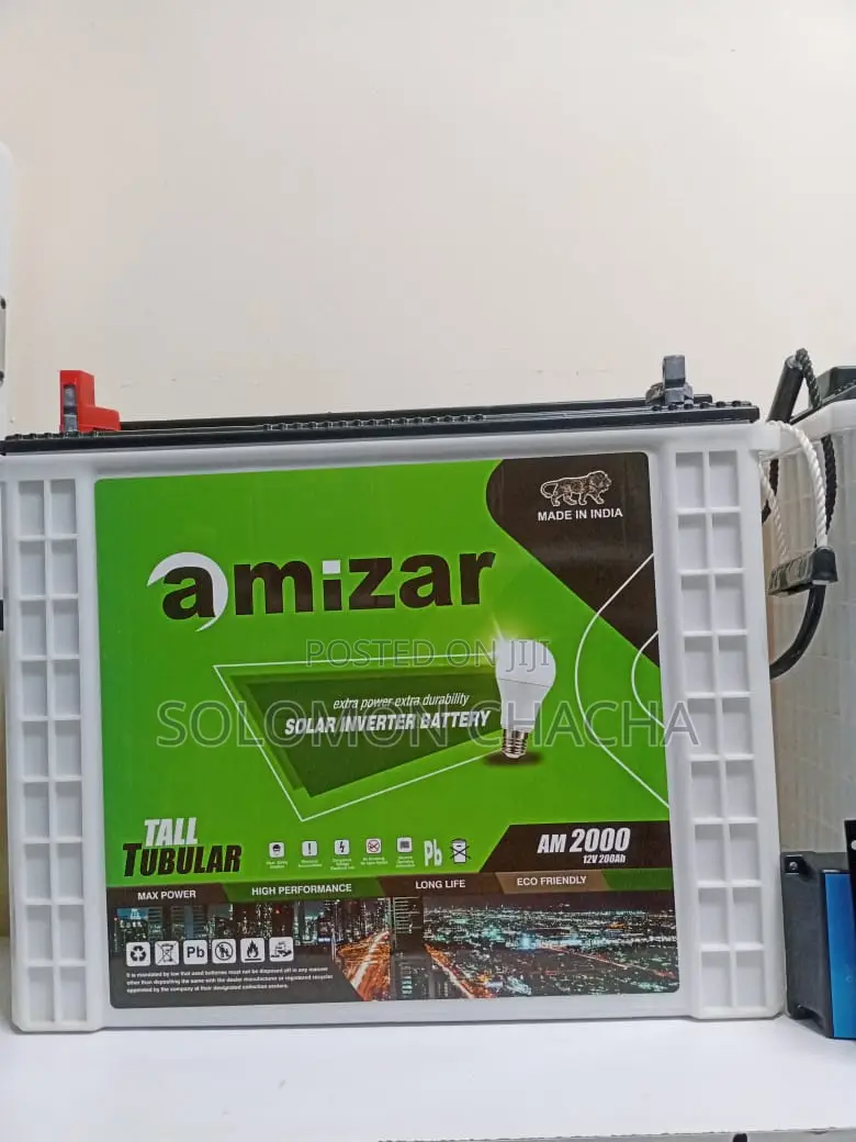 AMIZAR 12V 200AH Tall Tubular Solar Battery