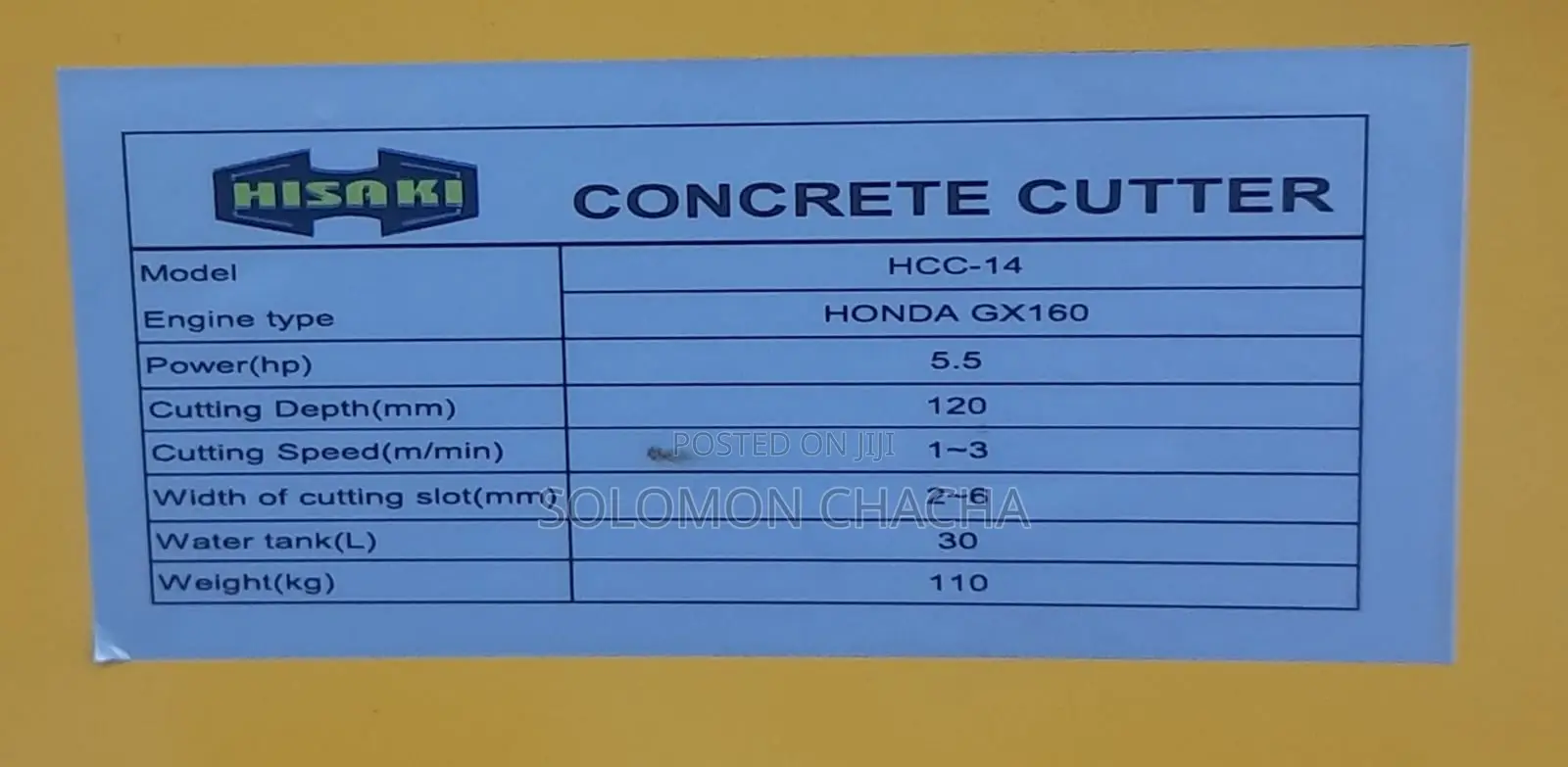 Originalhisaki Concrete Cutter 14" With a 5.5hp Honda Engine