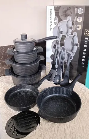 Black Edenburg 15pcs Non Stick Cooking Pots And Pans