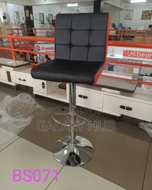 Executive Leather Bar Stool With Round Stainless Steel Base
