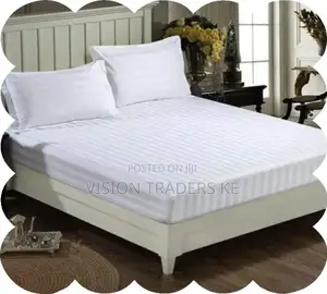 White High Quality 4pcs Stripped Bedsheets
 *Size 6*6 / 6*7