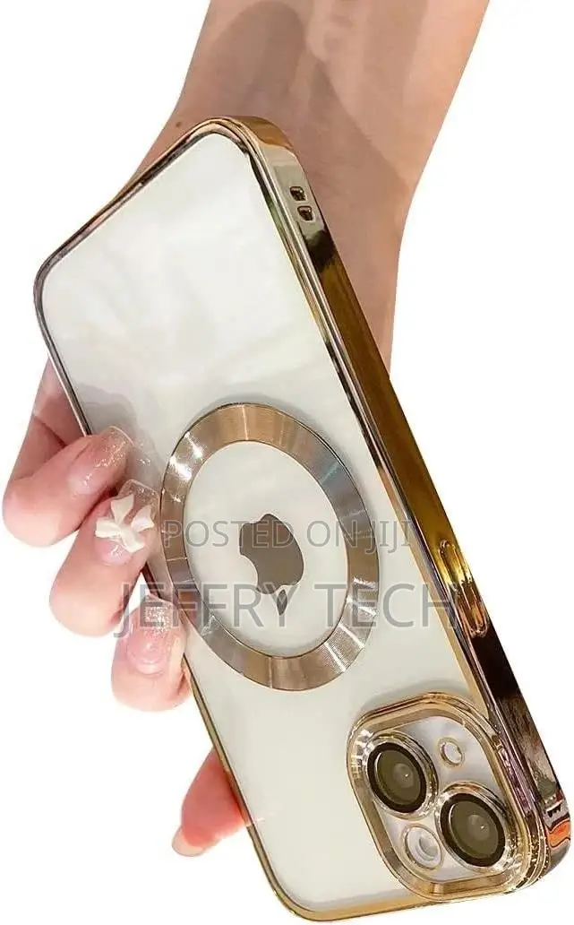 Goldiphone 14 Case Magnetic Clear With Camera Lens Protector
