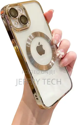 Goldiphone 14 Case Magnetic Clear With Camera Lens Protector