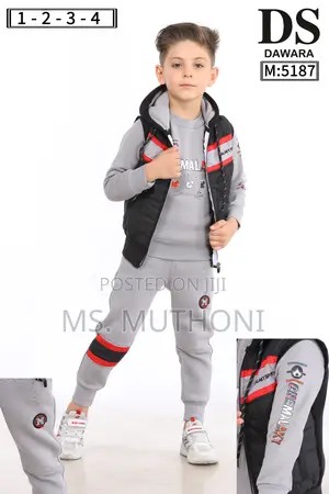 Gray/Black 3 Piece Kids Tracksuits 6m to 3yrs