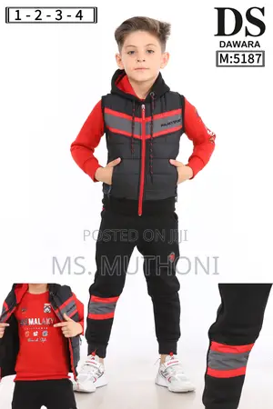 Black/Red 3 Piece Kids Tracksuits 6m to 3yrs