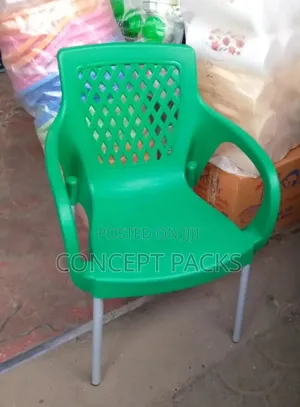 Safaricom Green Strong Chair With Metal Tubing Legs.