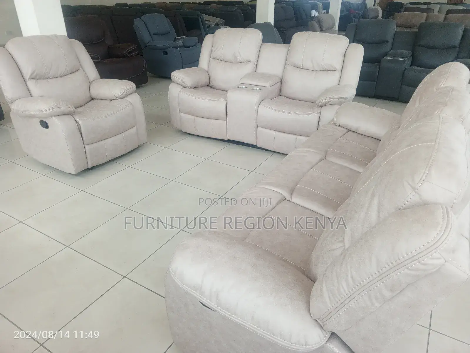 Six Seater Recliner Cream Sofas