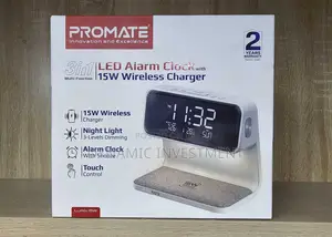 Promate Lumix-15w 3-in-1 Multi-Function LED Alarm Clock