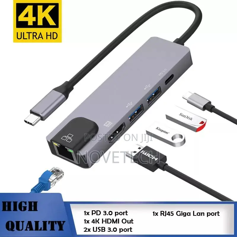 Multi-Function Type-C Hub HDMI USB3.0 LAN Ethernet Dock
