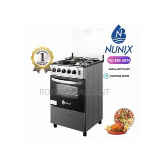 Nunix 50 * 55cm Cookers 3 Gas, 1 Hotplate Electric Oven 3 Ga