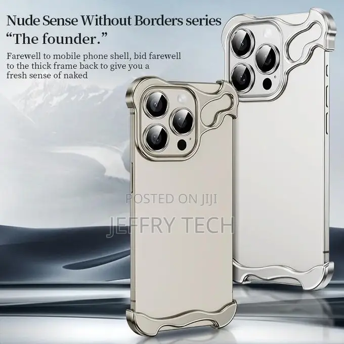iPhone 15 Pro Max Frameless Metal Corner Pad Phone Case With