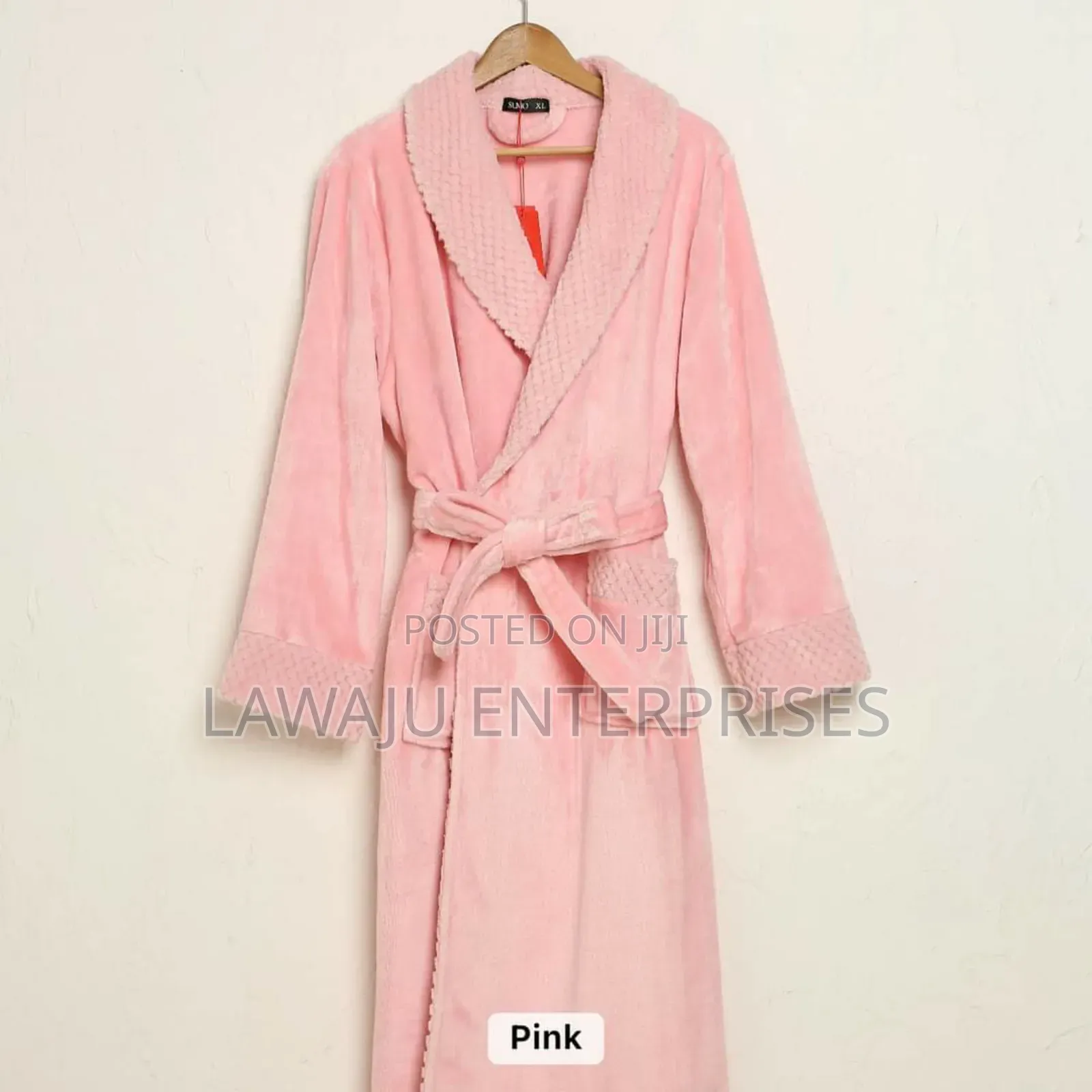 Waffle Collar Pink Bathrobe