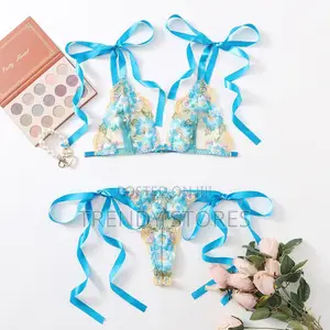 Blue Floral Lace Lingerie