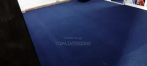 Non Fluffy Dark Blue Office Floor Carpets That Is Easy to Clean