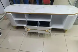 White ,Gold Themed Tv Stand Available