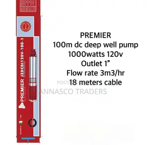 Premier 100M DC Deep Well Solar Submersible Pump 1000watts 1