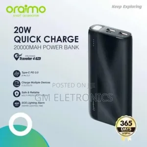 Oraimo 20W Fast Charge Portable Powerbank.