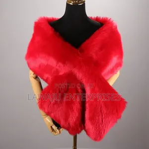 Red Faux Fur Shawl