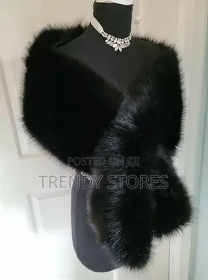 Black Faux Fur Shawl