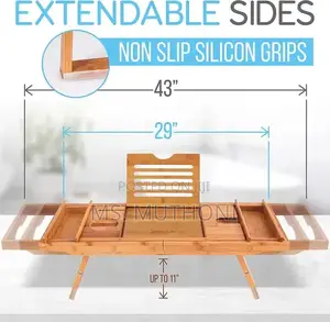 Expandable Bamboo Bathtub Caddy Tray / Breakfast Bed Table