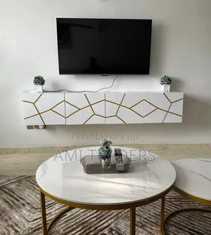 Golden White Floating Tv Stand