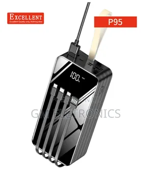 50000 Mah Powerbank 4 Attached Cables+ LED BLG Light.(Black)