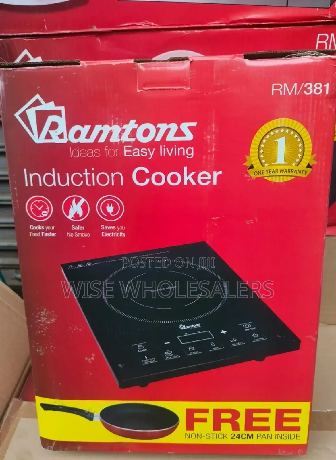 Ramtons Induction Cooker +Free Non Stick 24 Cm Pan Inside