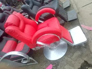 Silver Base and Red Leather Barber Chairs