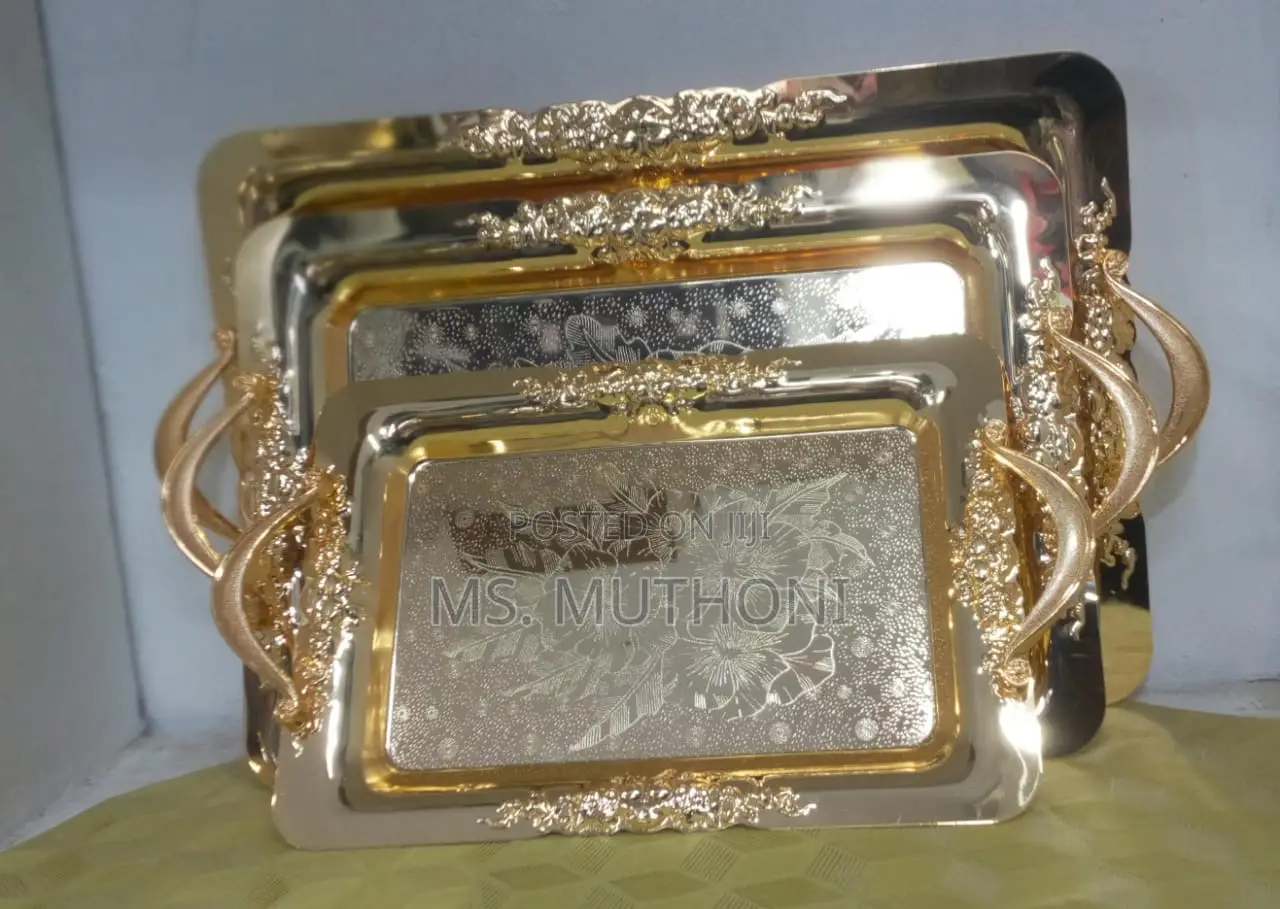  *3pcs Golden Heavy Duty Stainless Trays