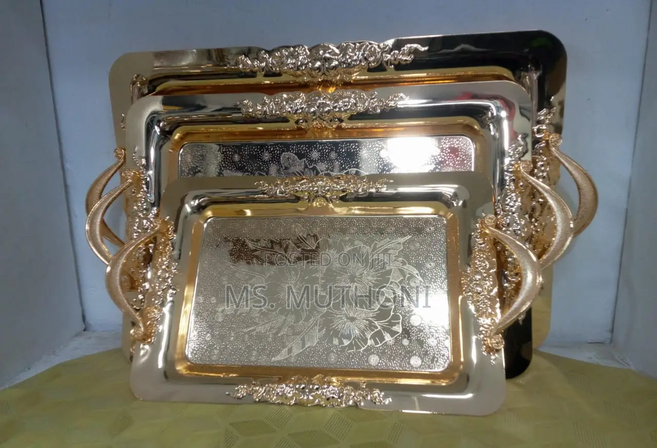  *3pcs Golden Heavy Duty Stainless Trays