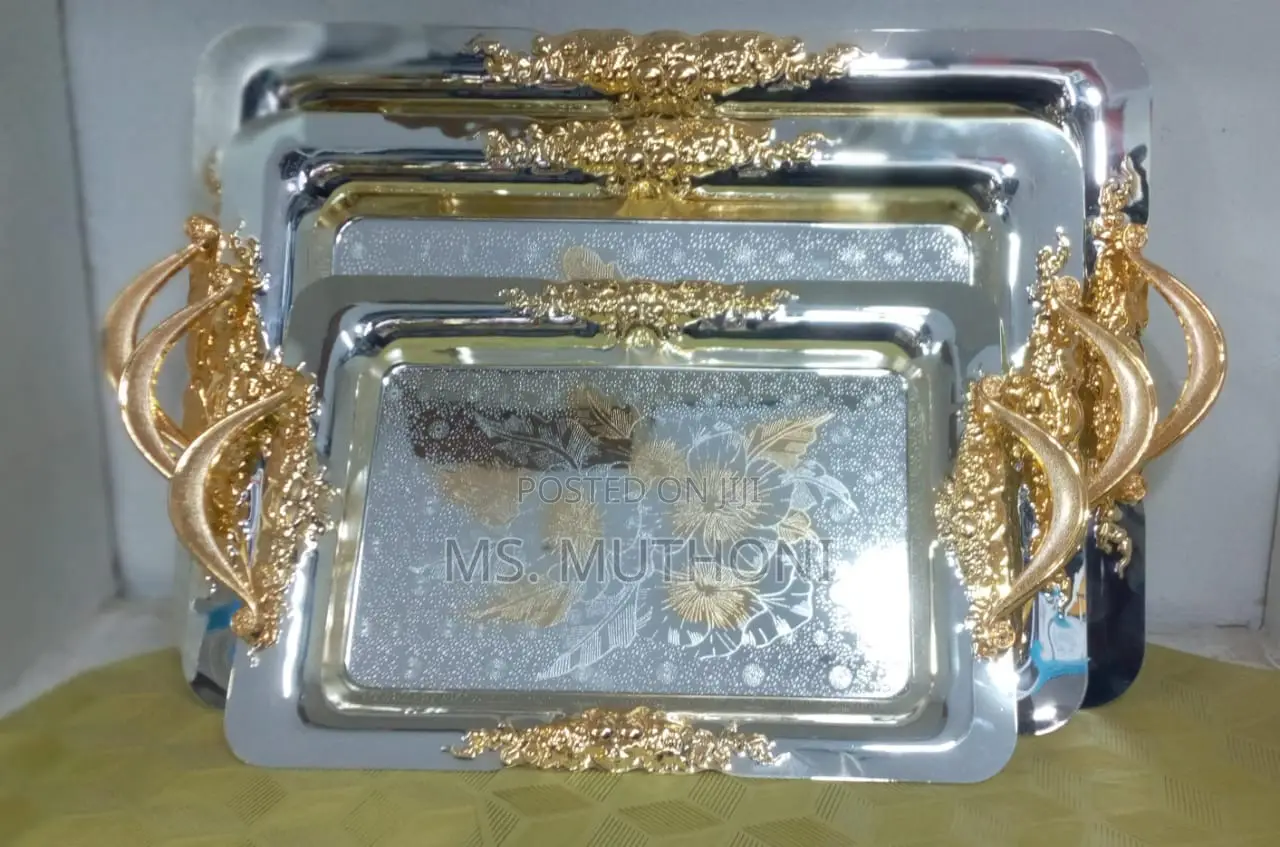  *3pcs Golden Heavy Duty Stainless Trays