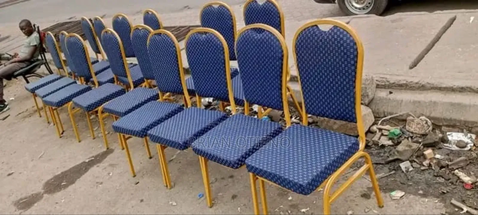 New Striped in Blue Leather Conference Chairs