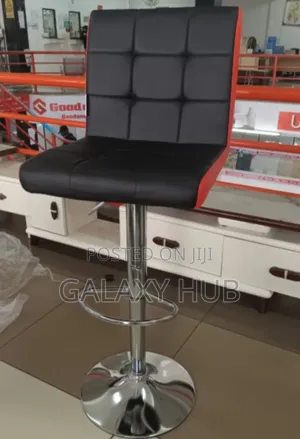 Leather Bar Stool With Round Stainless Steel Base