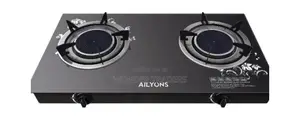 AILYONS 2 Burner Glass Top Gas Cooker Infrared Double Burner