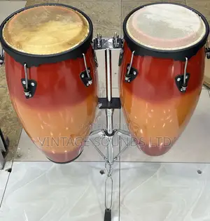 Percussion Conga Drums Pair W/ Double Stand