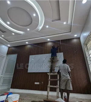 Flute Panels and Gypsum Tv Unit