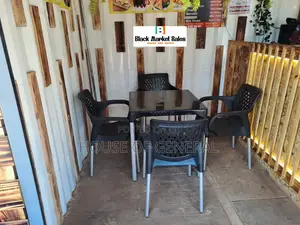Strong Plastic Chair and Table With Metal Tubing Legs