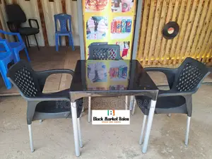 3 Plastic Chair and 1 Table With Metal Legs