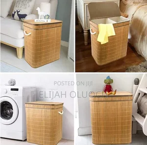 *100L Bamboo Laundry Basket With Flip Lid