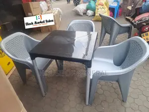 3 Strong Plastic Chair and 1 Table With Metal Tubing Legs