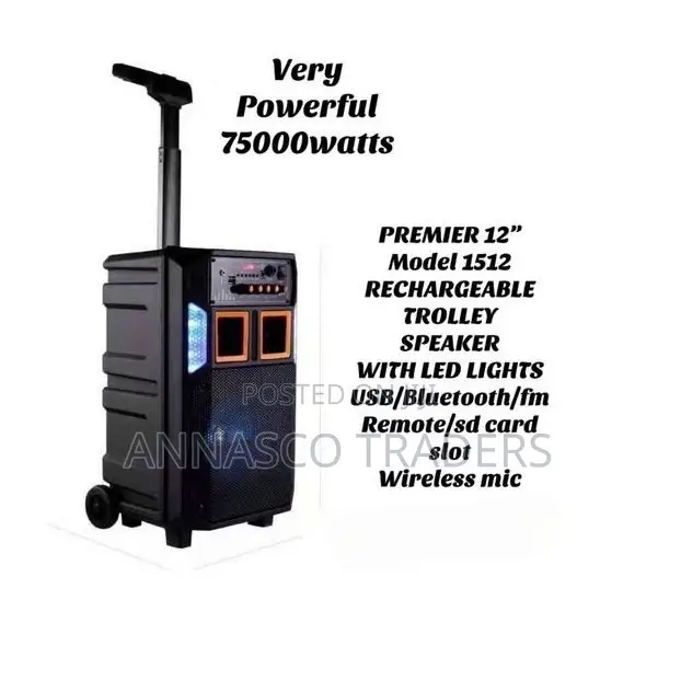 Premier Rechargeable Trolley Speaker With LED Lights