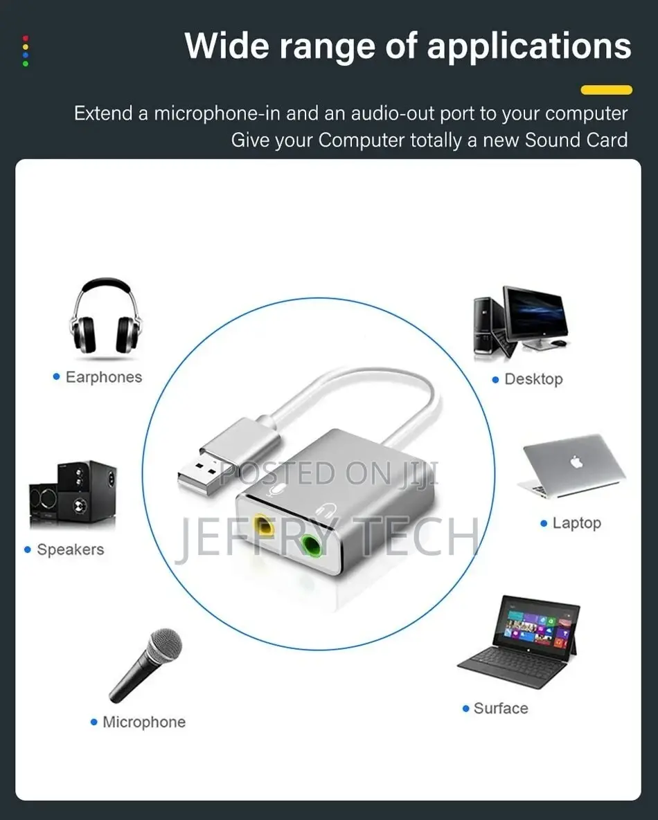 7.1 External USB Type C Sound Card Jack 3.5mm USB Audio