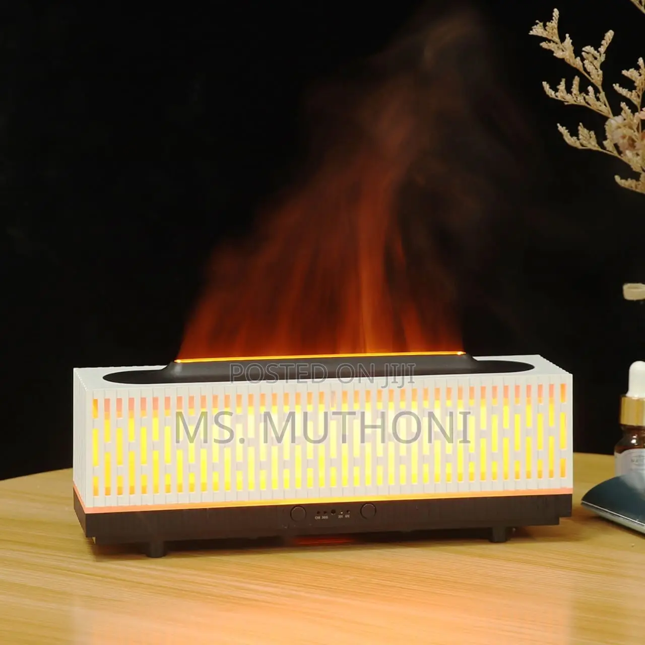White Stripped 3D Flame Humidifier / Diffuser*